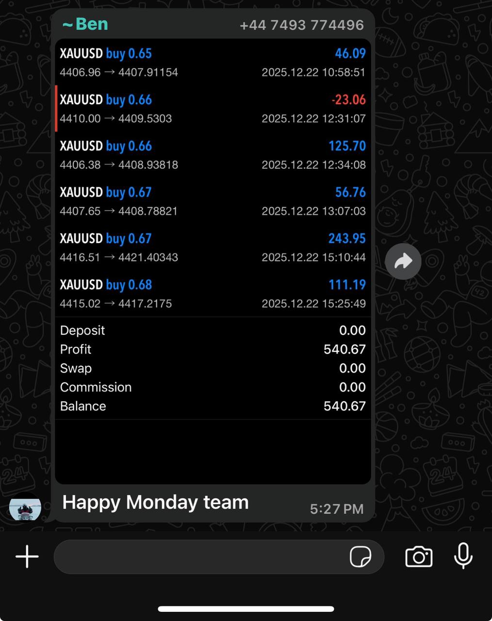 Member trading result screenshot 24